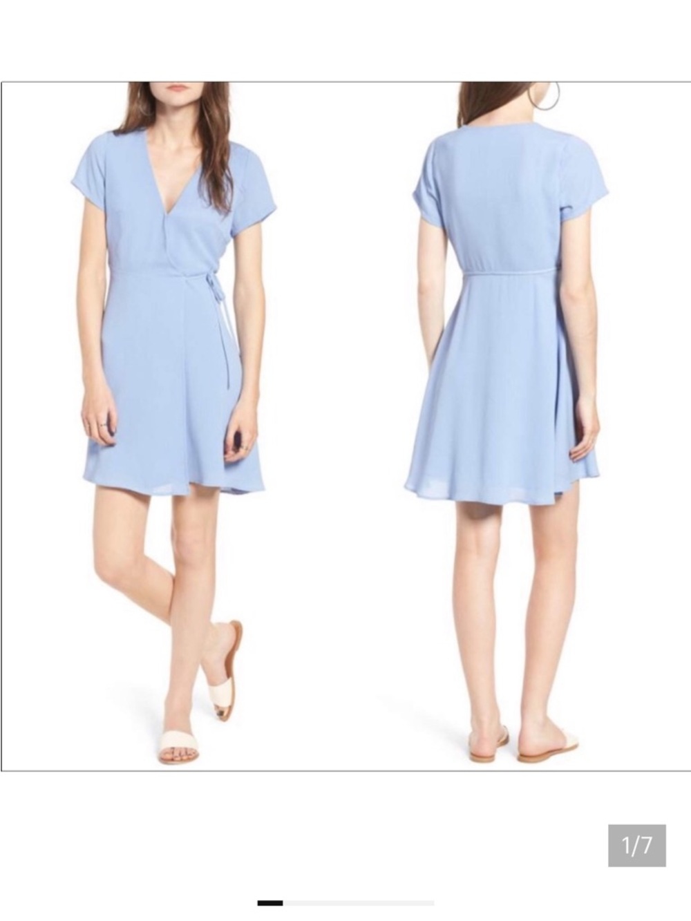 Lush Olivia Baby Blue Wrap-Front Short Dress